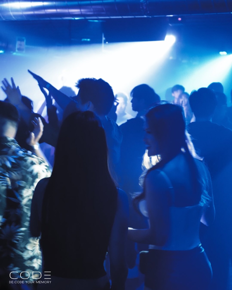 Dancefloor bathed in blue at the De:code launch party
